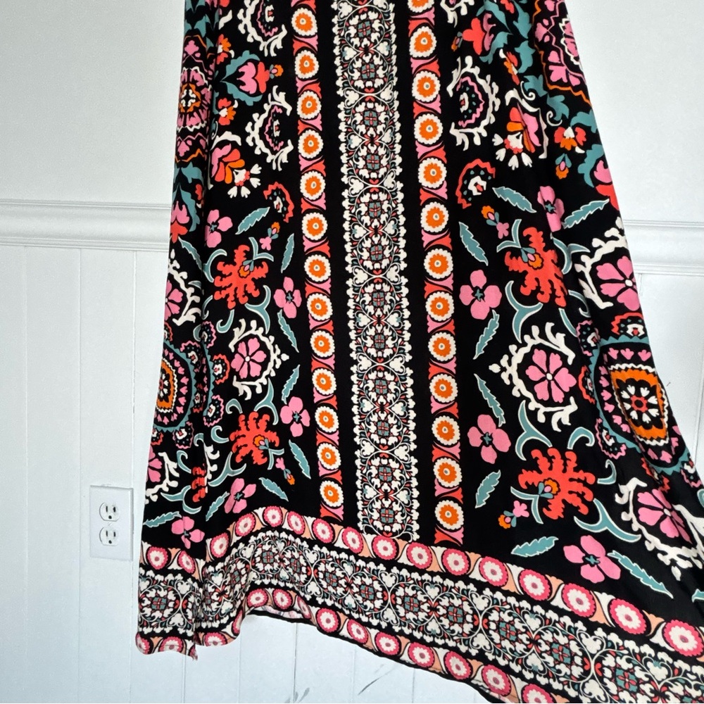 1. State Black Floral Patterned Tank Maxi Sun Dress Size XL Beach Boho - Picture 10 of 11